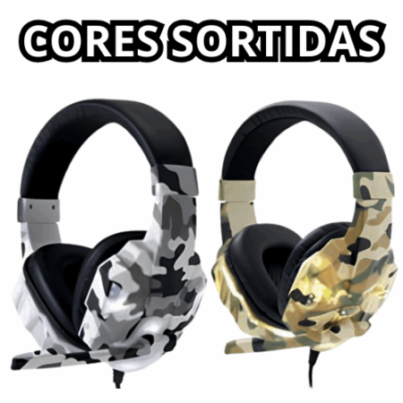Headset Gamer Exército Camuflado com LED – Compatível Xbox One, PS4, Celular e PC – BM-218 (Cores Sortidas)