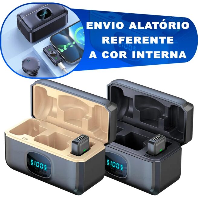 Microfone Lapela Duplo Sem Fio Magnético Anti-Ruído – Modelo ON-2912 – Cores Sortidas – Qualidade Profissional