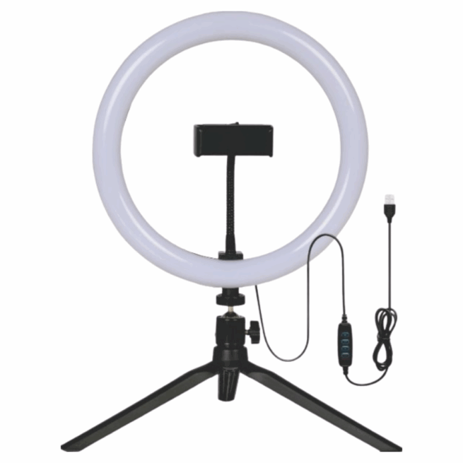 Ring Light 12" com Tripé Regulável para Gravação e Selfie