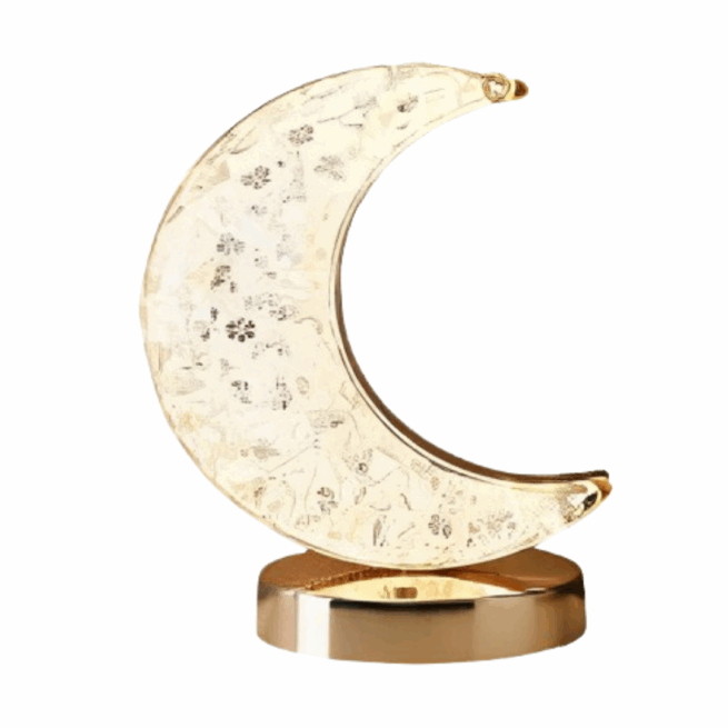 Luminária Abajur Cristal LED Touch Recarregável USB – Lua – Design Elegante