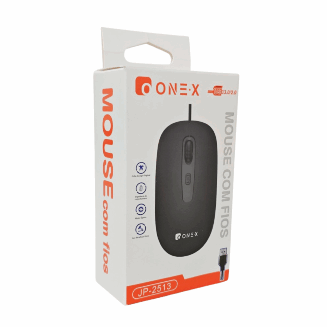 Mouse com Fio Onex JP-2513 – Precisão e Durabilidade
