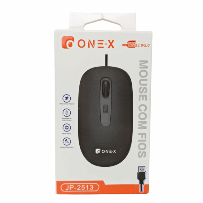 Mouse com Fio Onex JP-2513 – Precisão e Durabilidade