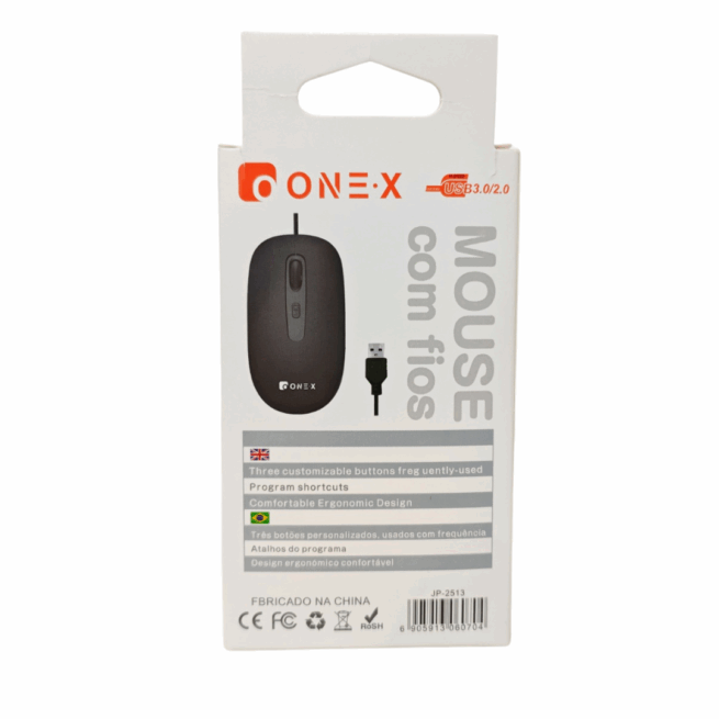 Mouse com Fio Onex JP-2513 – Precisão e Durabilidade