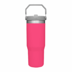 Garrafa Flip Straw Tumbler 900 ml com Alça e Canudo – Tamanho Grande – Pink