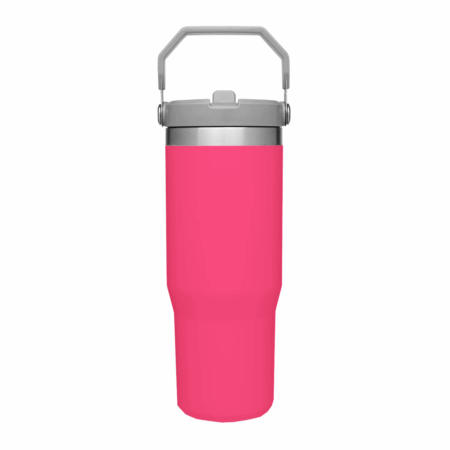 Garrafa Flip Straw Tumbler 900 ml com Alça e Canudo – Tamanho Grande – Pink