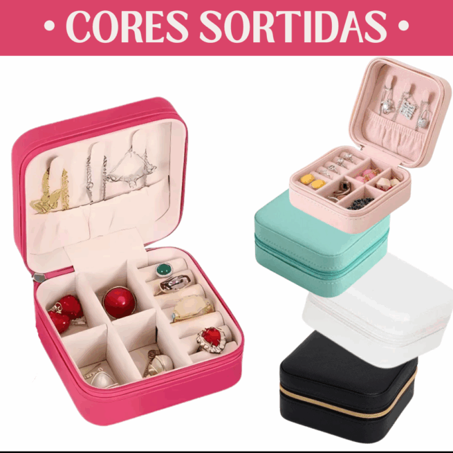 Porta-Jóias Caixa Organizadora Portátil - Cores Sortidas