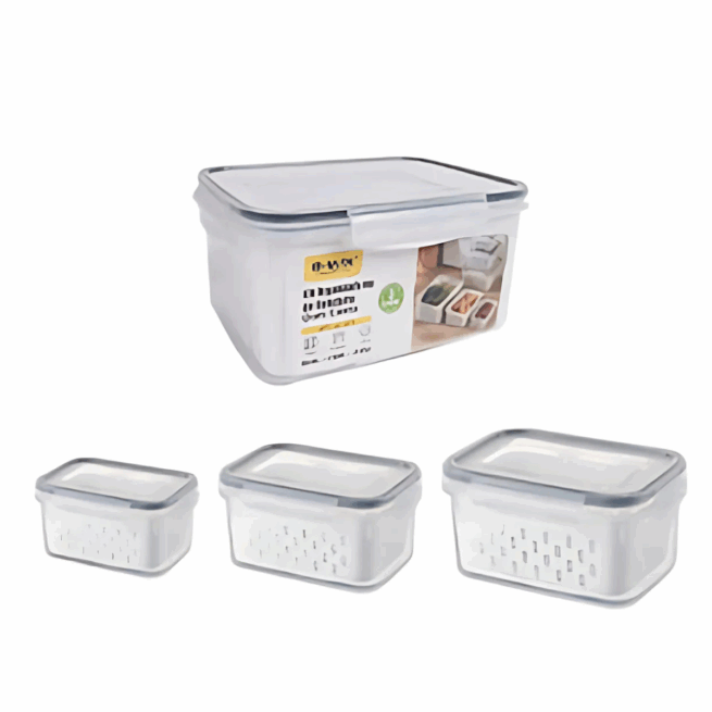 Conjunto Hermético para Alimentos com 3 Potes e Tampa – BM-F1040 – Conservação e Organização