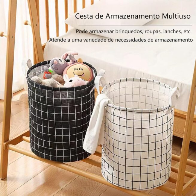 Cesto Organizador Dobrável Multiuso para Roupa Suja 40L – Cores Sortidas
