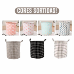 Cesto Organizador Dobrável Multiuso para Roupa Suja 40L – Cores Sortidas