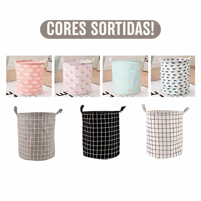 Cesto Organizador Dobrável Multiuso para Roupa Suja 40L – Cores Sortidas