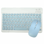 Conjunto Teclado + Mouse Sem Fio Bluetooth para Notebook e Tablet - Azul Claro
