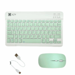 Teclado e Mouse Sem Fio Bluetooth – Conjunto Verde Claro – Compatível com Notebook e Tablet