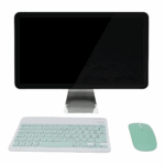 Teclado e Mouse Sem Fio Bluetooth – Conjunto Verde Claro – Compatível com Notebook e Tablet