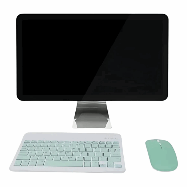 Teclado e Mouse Sem Fio Bluetooth – Conjunto Verde Claro – Compatível com Notebook e Tablet