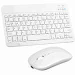 Conjunto Teclado + Mouse Sem Fio Bluetooth para Notebook e Tablet - Branco