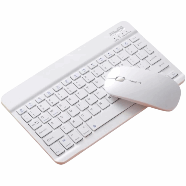 Conjunto Teclado + Mouse Sem Fio Bluetooth para Notebook e Tablet - Branco