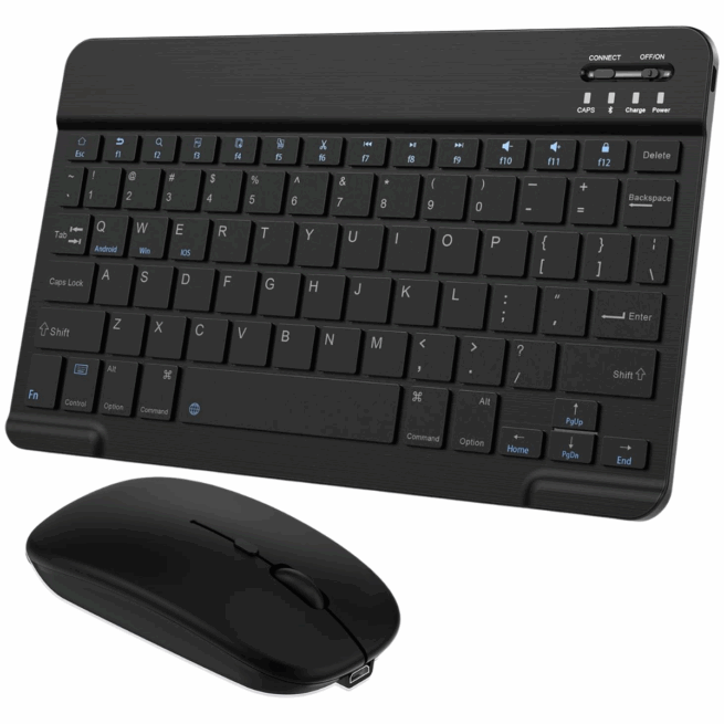 Conjunto Teclado + Mouse Sem Fio Bluetooth para Notebook e Tablet - Preto