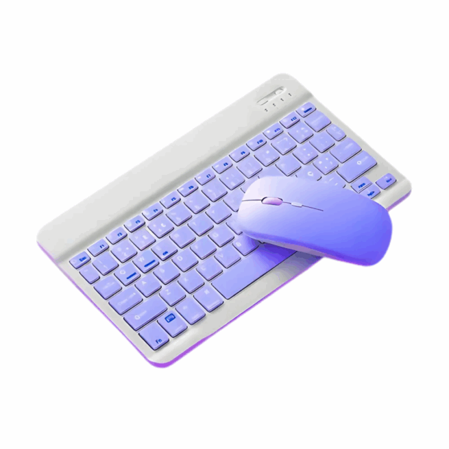 Conjunto Teclado + Mouse Bluetooth Sem Fio para Notebook e Tablet – Roxo