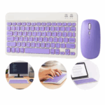 Conjunto Teclado + Mouse Bluetooth Sem Fio para Notebook e Tablet – Roxo