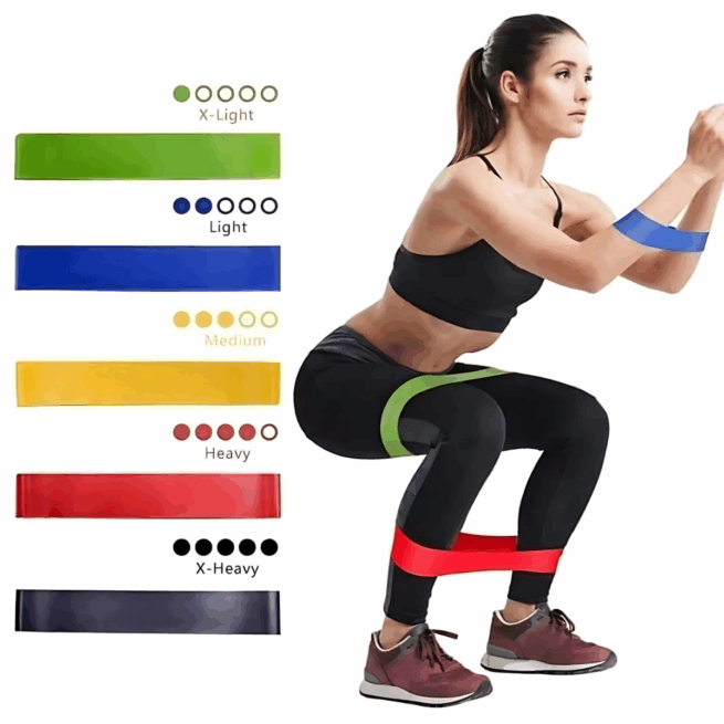 Conjunto com 5 Faixas Elásticas Mini Band – Ideal para Treinos Funcionais e Fisioterapia