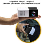 Mini Projetor Portátil LED 1080p com Saída HDMI – 600 Lumens – Preto/Branco