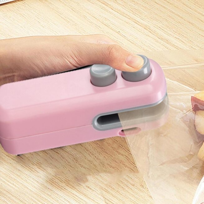 Mini Seladora Portátil para Sacos Plásticos – Cores Branco ou Rosa – Compacta e Eficiente