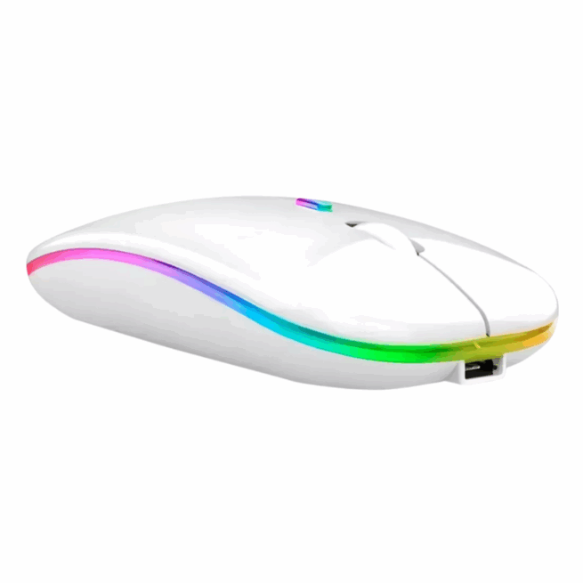 Mouse Sem Fio Bluetooth Recarregável com LED - Branco