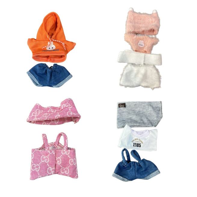 Kit com Caixa + Roupas Geração 2 – Labubu Monstros Pingente Colecionável Personalizável + 1 Roupa Sortida