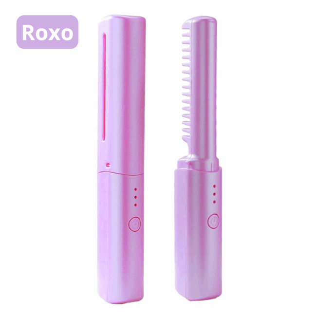 Mini Pente Alisador Capilar Elétrico Portátil Bivolt – Cores Rosa ou Roxo – Praticidade no Cabelo