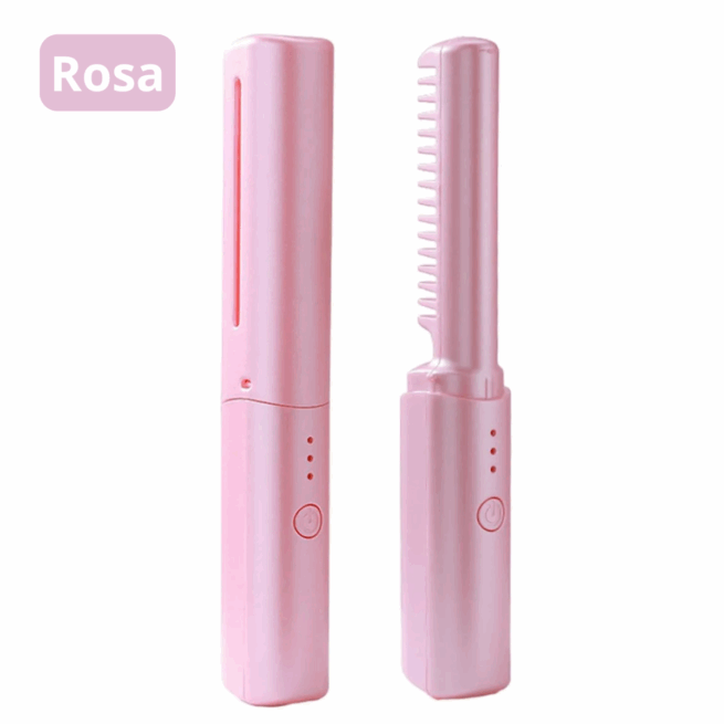 Mini Pente Alisador Capilar Elétrico Portátil Bivolt – Cores Rosa ou Roxo – Praticidade no Cabelo
