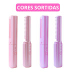 Mini Pente Alisador Capilar Elétrico Portátil Bivolt – Cores Rosa ou Roxo – Praticidade no Cabelo