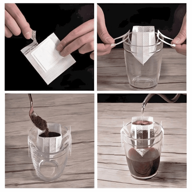 Filtros de Café Individuais Portáteis com Alça para Copo – Pacote com 50 Unidades para Drip Coffee