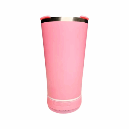 Copo Térmico Bluetooth com Som LED e Tampa com Abridor 420 ml - Rosa (Normal)