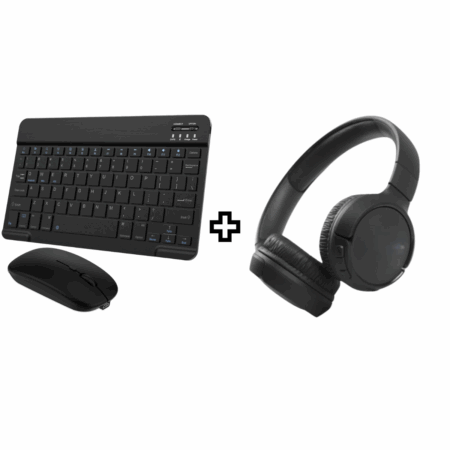 Kit Fone de Ouvido Bluetooth Tune 510 + Teclado e Mouse Sem Fio – Preto