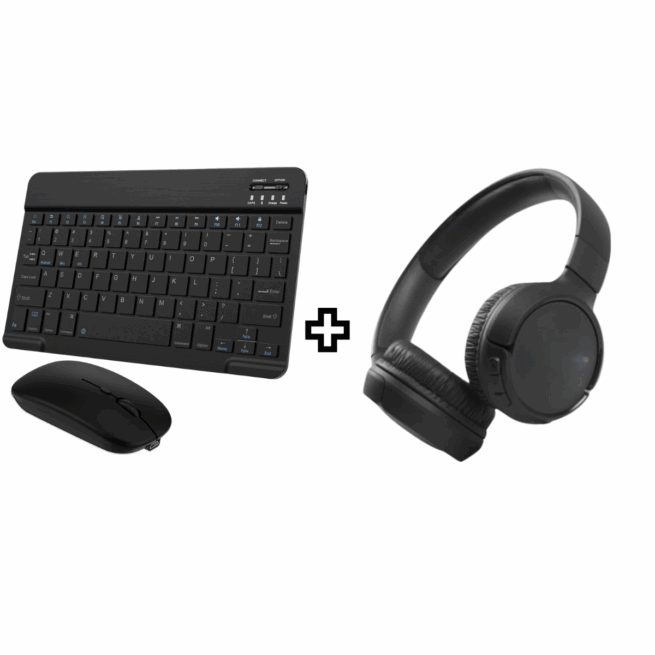 Kit Fone de Ouvido Bluetooth Tune 510 + Teclado e Mouse Sem Fio – Preto