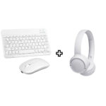 Kit Fone de Ouvido Bluetooth Tune 510 + Teclado e Mouse Sem Fio – Branco