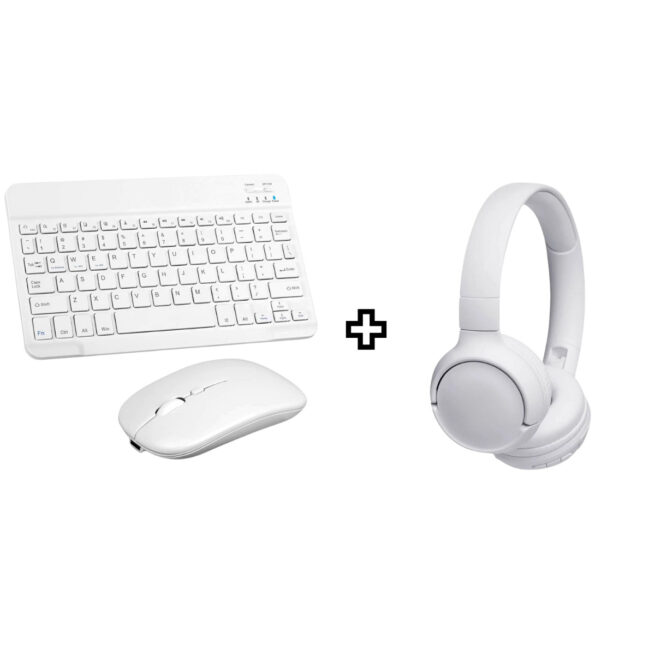 Kit Fone de Ouvido Bluetooth Tune 510 + Teclado e Mouse Sem Fio – Branco