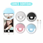 Ring Light Clip para Selfie com LED – Universal para Celular (Cores Sortidas) – Iluminação Perfeita para Fotos