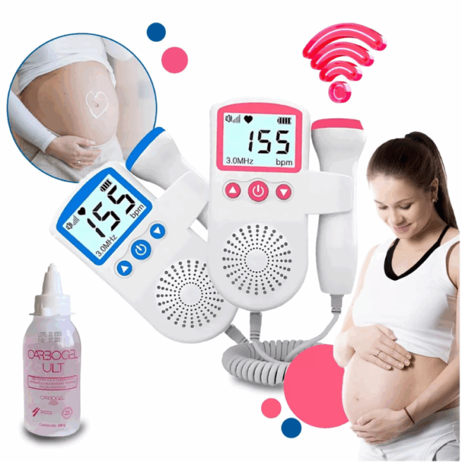 Doppler Fetal Portátil - Monitor de Batimentos Cardíacos do Bebê