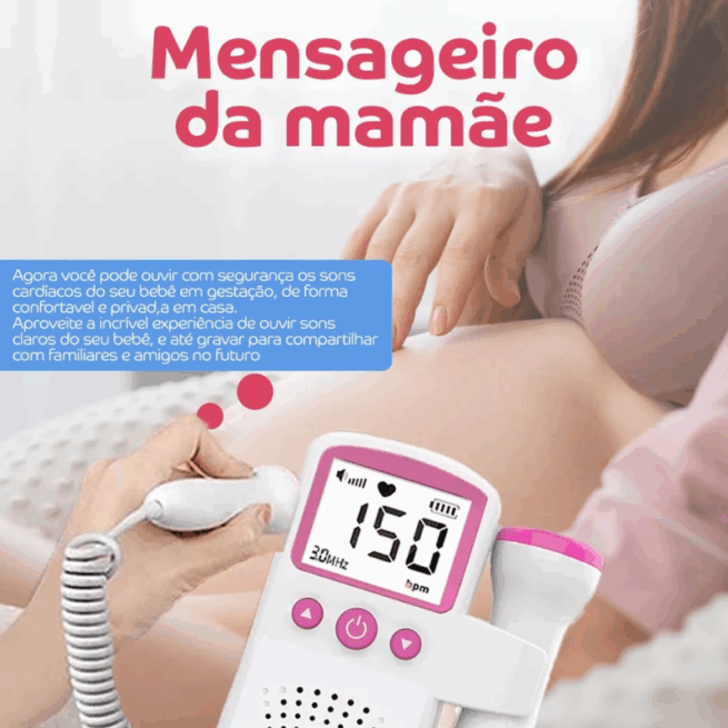 Doppler Fetal Portátil - Monitor de Batimentos Cardíacos do Bebê