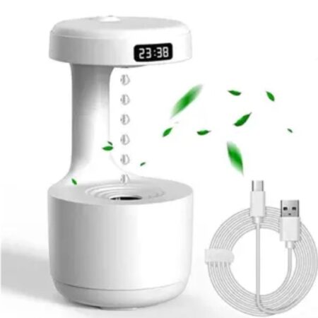 Umidificador Gotas de Água com Relógio Digital LED - Branco (Normal)