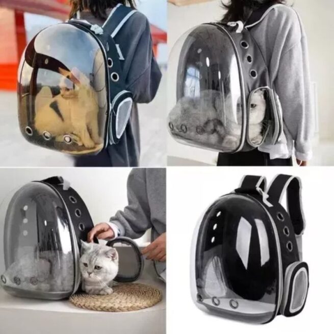 Mochila Pet Transporte para Cães e Gatos – Visão Ampla – Preto