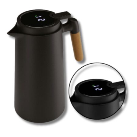 Jarro Garrafa Térmica 1L com Termômetro Digital – Preto – Controle Preciso da Temperatura