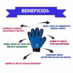 Luva Escova Tira Pelos Nano Magnética para Cães e Gatos