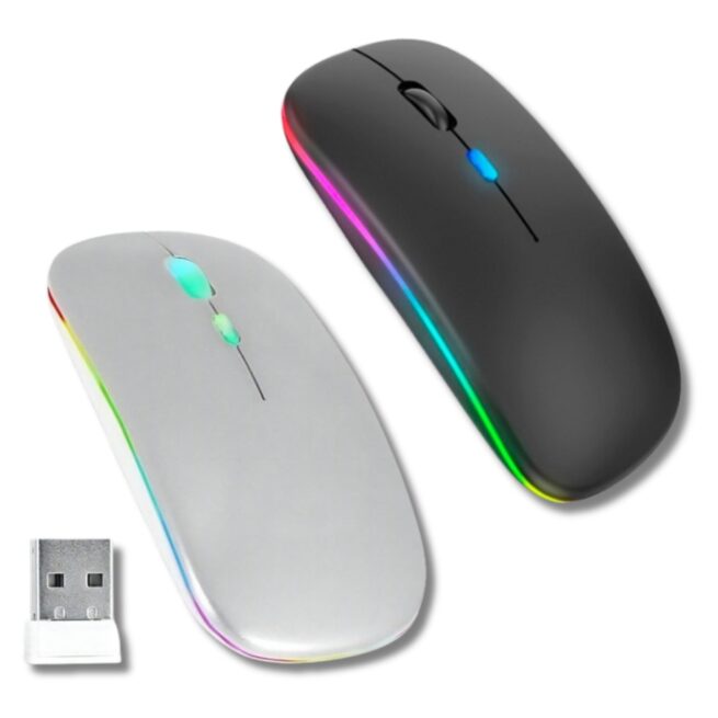 Mouse Bluetooth Sem Fio Recarregável LED – Preto