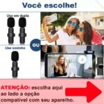 Microfone Lapela Sem Fio Tipo C para Celular - Duplo Preto BM-221