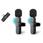 Microfone Lapela Sem Fio Tipo C para Celular - Duplo Preto BM-221