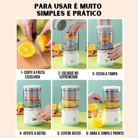 Espremedor de Frutas Mini Automático Recarregável Bivolt – Cores Sortidas – Praticidade no Dia a Dia