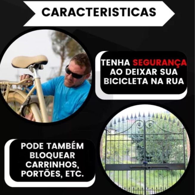 Cadeado Trava para Bicicleta com Chave – Cabo de Aço Reforçado