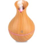 Umidificador de Ar Ultrassônico com Difusor de Aromas e Iluminação LED em Madeira – Bivolt – Ambiente Aconchegante